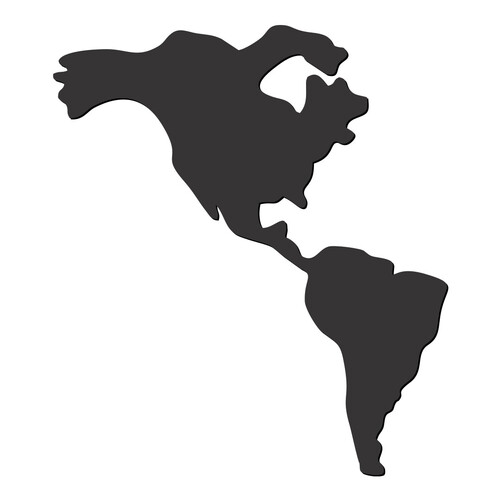 Recorte Mapa América Sem Groenlândia / MDF 3mm Preto