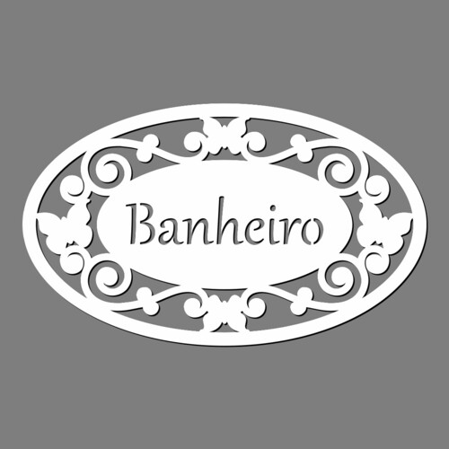 Recorte Placa Arabescos Banheiro / MDF 3mm Branco
