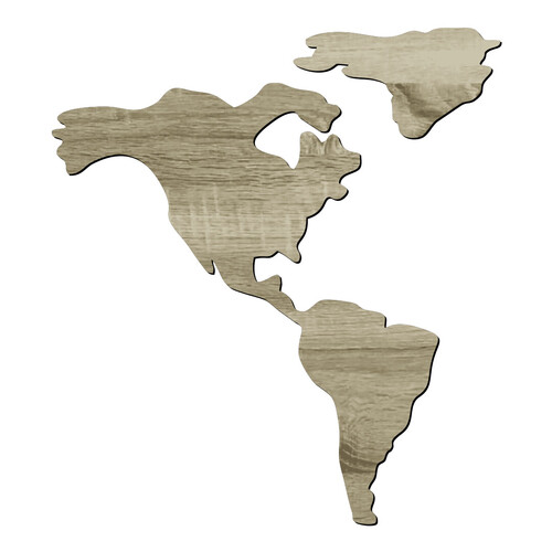 Recorte Mapa América Groenlândia Simp / MDF 3mm Amadeirado Claro