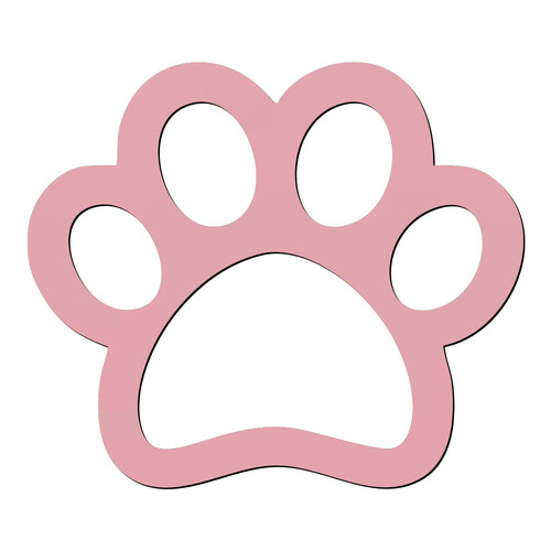 Recorte Patinha de Cachorro / MDF 3mm Rosa Bebê