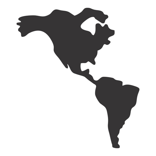 Recorte Mapa América Sem Groenlândia / Acrílico 2mm Preto
