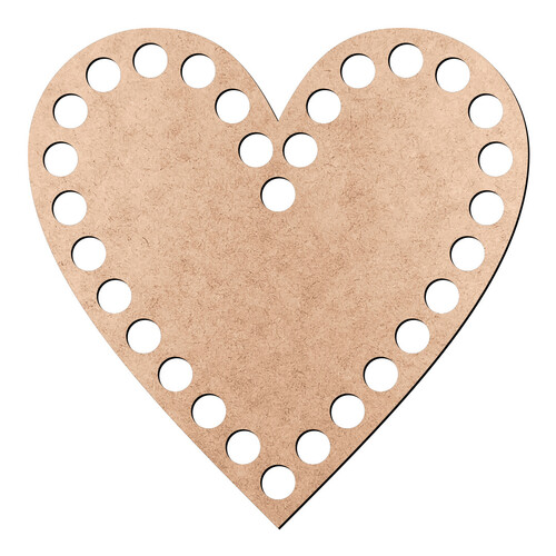 Recorte Base Coração Cesto Fio Malha 10 cm / MDF 3mm