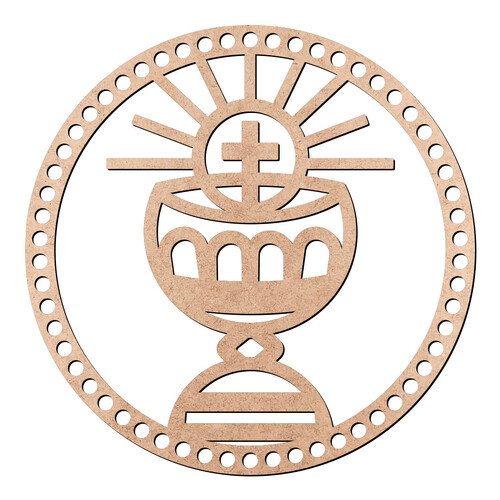 Recorte Base Crochê Cálice Sagrado 20 cm / MDF 3mm