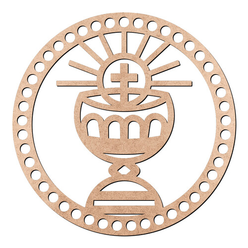 Recorte Base Crochê Cálice Sagrado 15 cm / MDF 3mm