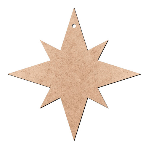 Recorte Estrela 8 Pontas Furinho / MDF 3mm