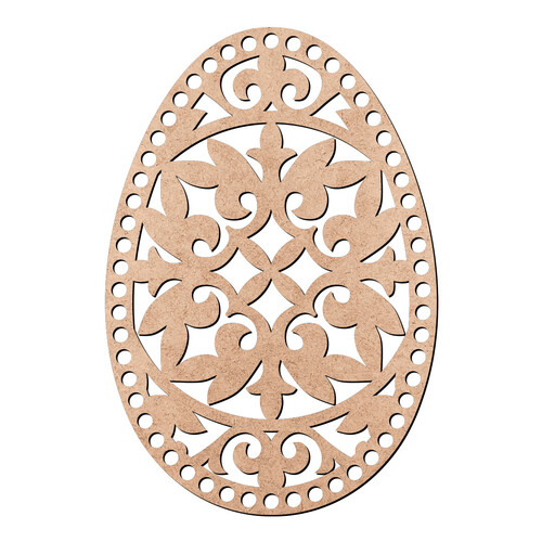 Recorte Base Cesto Ovo Arabescos 17 x 25 cm / MDF 3mm