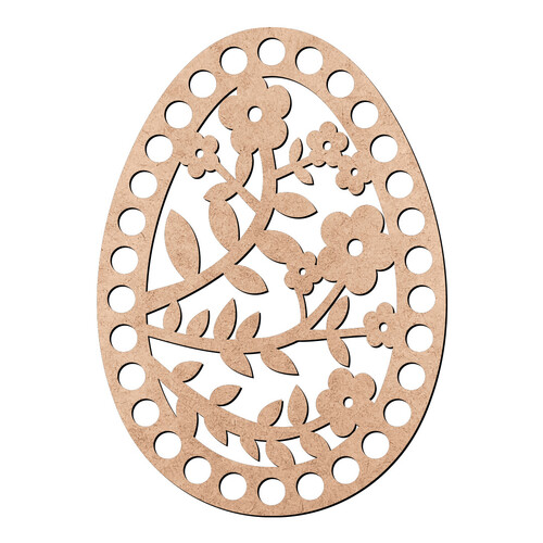 Recorte Base Cesto Ovo Floral 10 x 14 cm / MDF 3mm