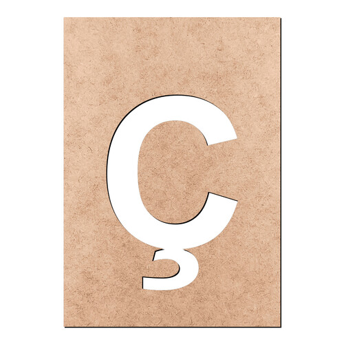 Recorte Letra Cedilha Arial Stencil / MDF 3mm