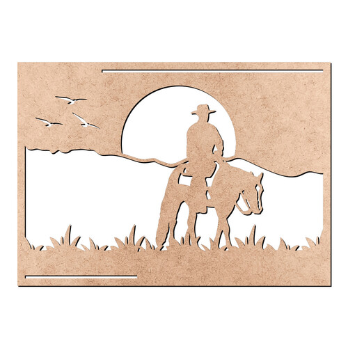 Recorte Quadro Vazado Gaúcho Cavalo / MDF 3mm