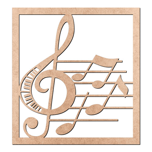 Recorte Quadro Vazado Notas Musicais / MDF 3mm