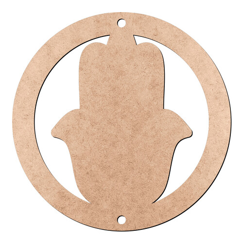 Recorte Hamsa Círculo Furos / MDF 3mm