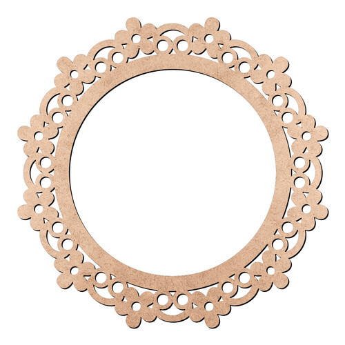 Recorte Moldura Redonda Floral Vazada / MDF 3mm