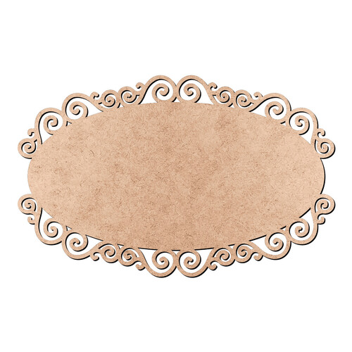 Recorte Placa Oval Arabescos / MDF 3mm