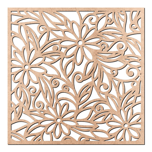 Recorte Quadro Flores Folhas Vazado / MDF 3mm