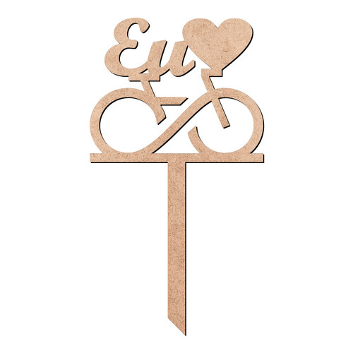 Recorte Enfeite de Cuia Eu Amo Bicicleta / MDF 3mm