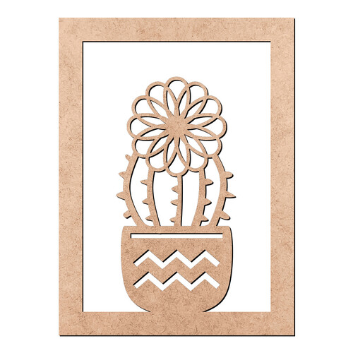 Recorte Quadro Cactos Flor / MDF 3mm