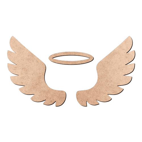 Recorte Par de Asas Auréola Anjo  / MDF 3mm
