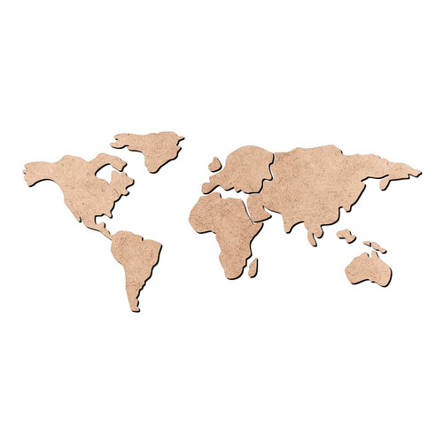 Recorte Mapa Mundi Continentes / MDF 3mm