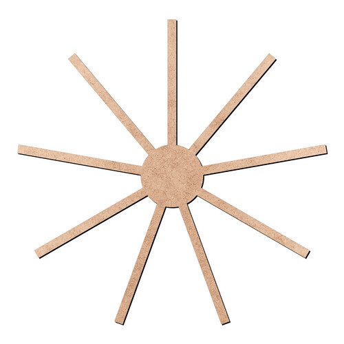 Recorte Base Mandala Lã 25 cm 9 Pontas / MDF 3mm