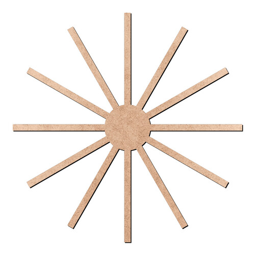 Recorte Base Mandala Lã 25 cm 12 Pontas / MDF 3mm
