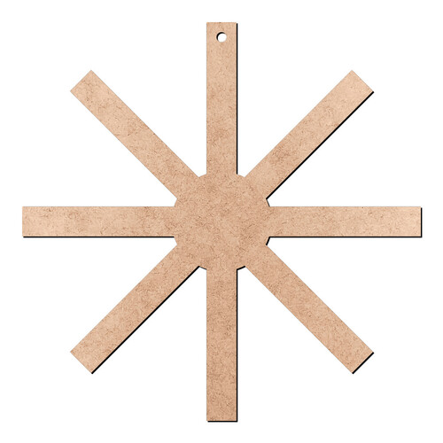 Recorte Base Mandala Lã 8 cm 8 Pontas Furo / MDF 3mm