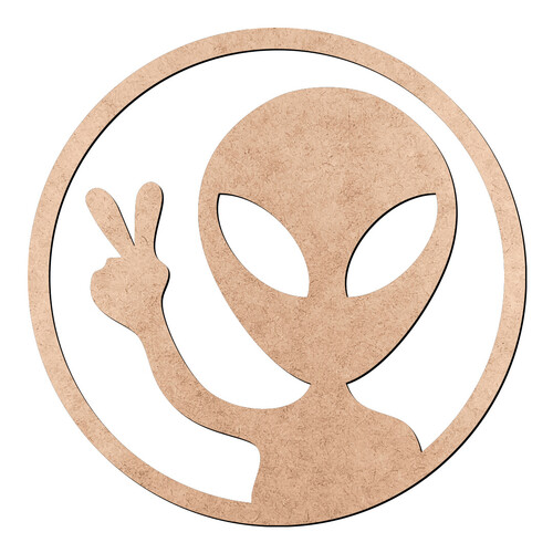 Recorte Extraterrestre Paz Aro / MDF 3mm