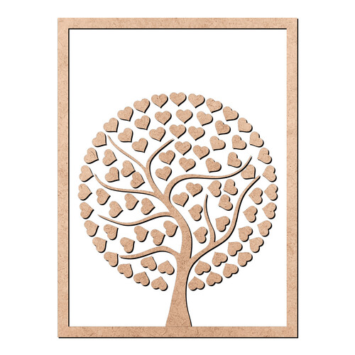 Recorte Quadro Assinaturas Árvore Corações / MDF 3mm