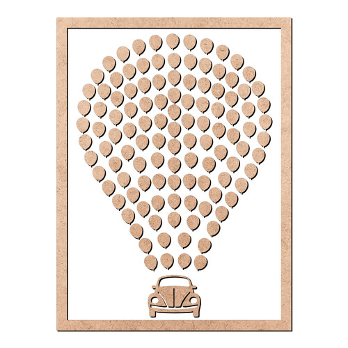 Recorte Quadro Assinaturas Fusca Balões / MDF 3mm