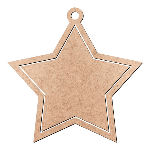 Recorte Pingente Mini Bastidor Estrela 5 cm / MDF 3mm