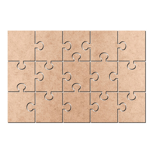 Recorte Quebra Cabeça Retangular 15 Peças / MDF 3mm
