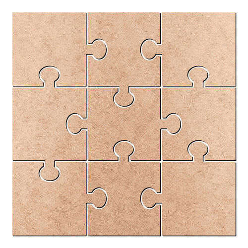 Recorte Quebra Cabeça Quadrado 9 Peças / MDF 3mm