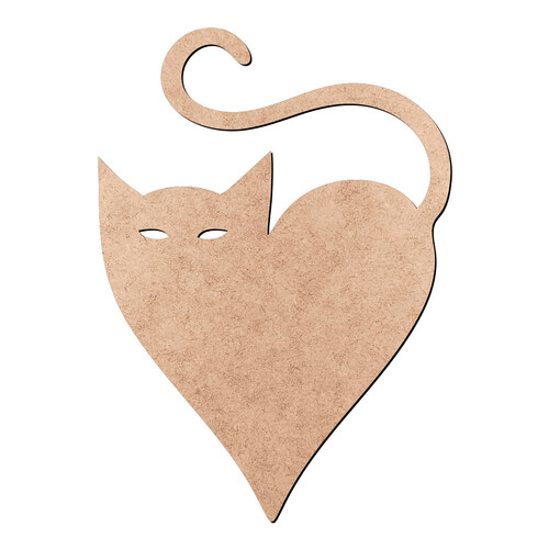 Recorte Gato Coração / MDF 3mm