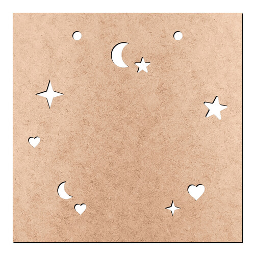 Recorte Placa Quadrada Estrelas / MDF 3mm