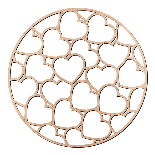 Recorte Mandala Corações / MDF 3mm