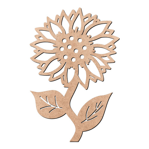 Recorte Girassol Caule Folhas / MDF 3mm