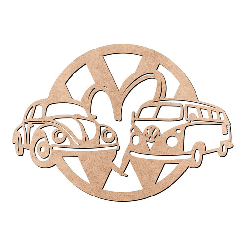 Recorte Fusca e Kombi Coração / MDF 3mm