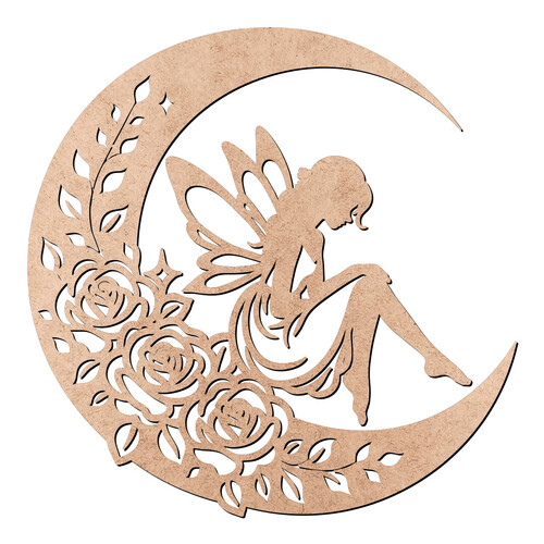 Recorte Lua Fada Flores / MDF 3mm