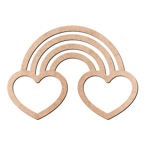 Recorte Arco-íris Corações / MDF 3mm