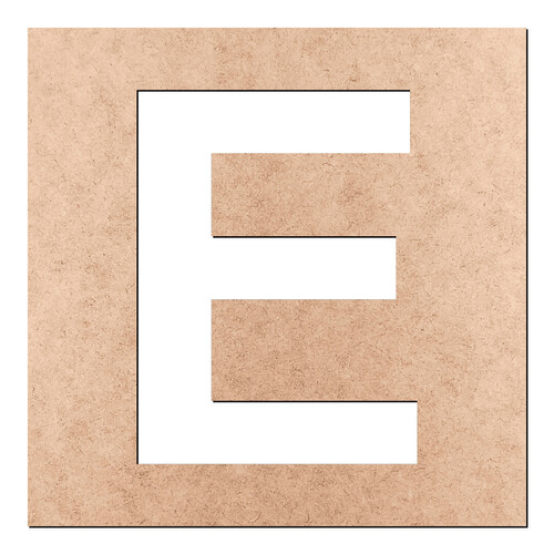 Recorte Quadrado Letra E Vazada / MDF 3mm