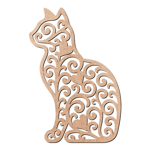 Recorte Gato Arabescos / MDF 3mm