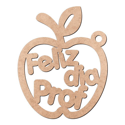 Recorte Maçã Feliz Dia Prof Furo / MDF 3mm