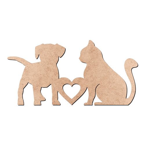 Recorte Cachorro Coração Gato / MDF 3mm