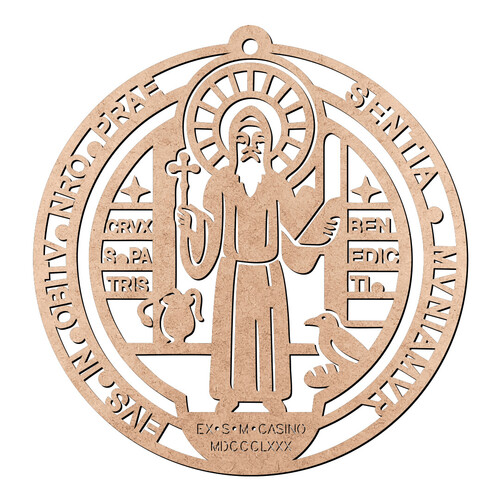 Recorte Medalha São Bento Furinho / MDF 3mm