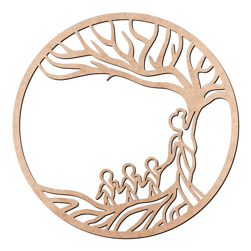 Mandala Árvore Mãe Três Filhos / MDF 3mm