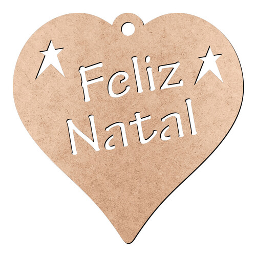 Recorte Coração Feliz Natal / MDF 3mm