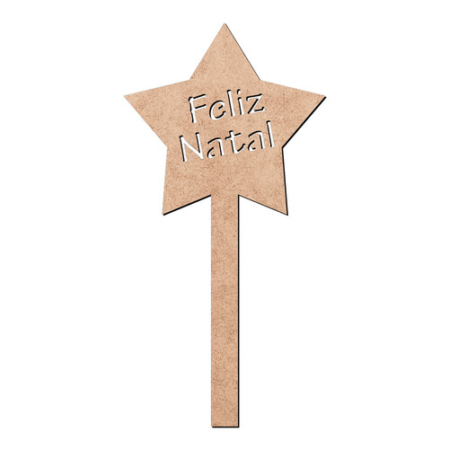 Recorte Estrela Feliz Natal Cabo / MDF 3mm