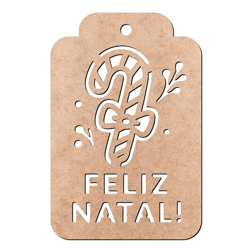 Recorte Tag Natal Bengala / MDF 3mm