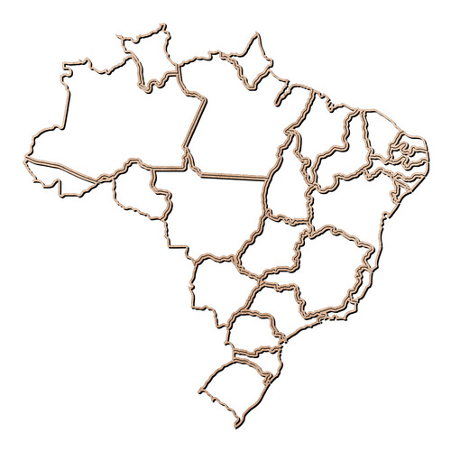 Recorte Mapa Brasil Estados Contorno / MDF 3mm
