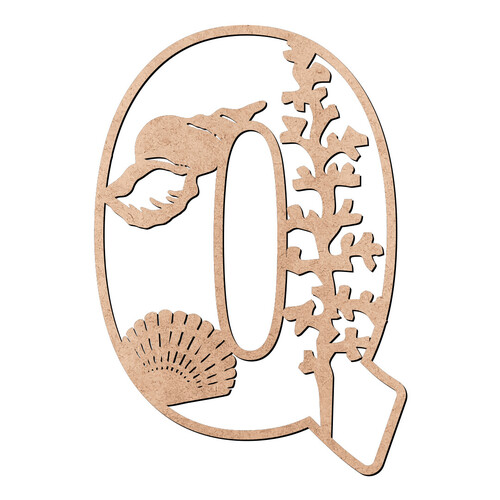 Recorte Letra Q Oceano / MDF 3mm