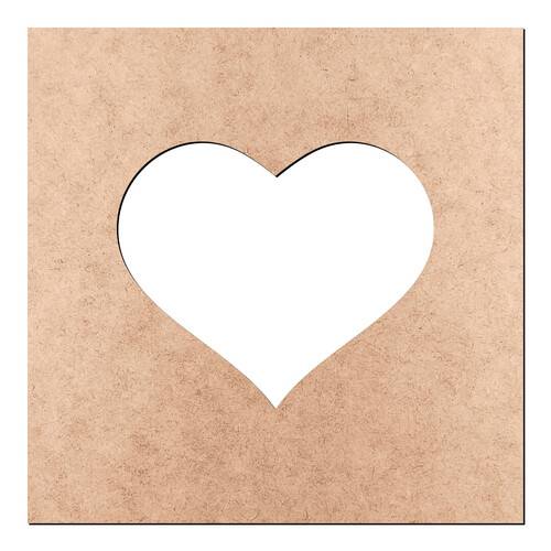 Recorte Quadrado Coração Vazado / MDF 3mm
